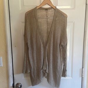 Free People Slouchy Grunge Distressed Boho Open Knit Oversized Cardigan XS